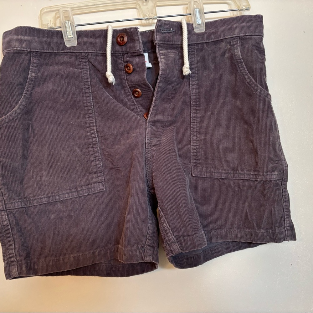 Birdwell Gray Corduroy Shorts with Wooden Buttons